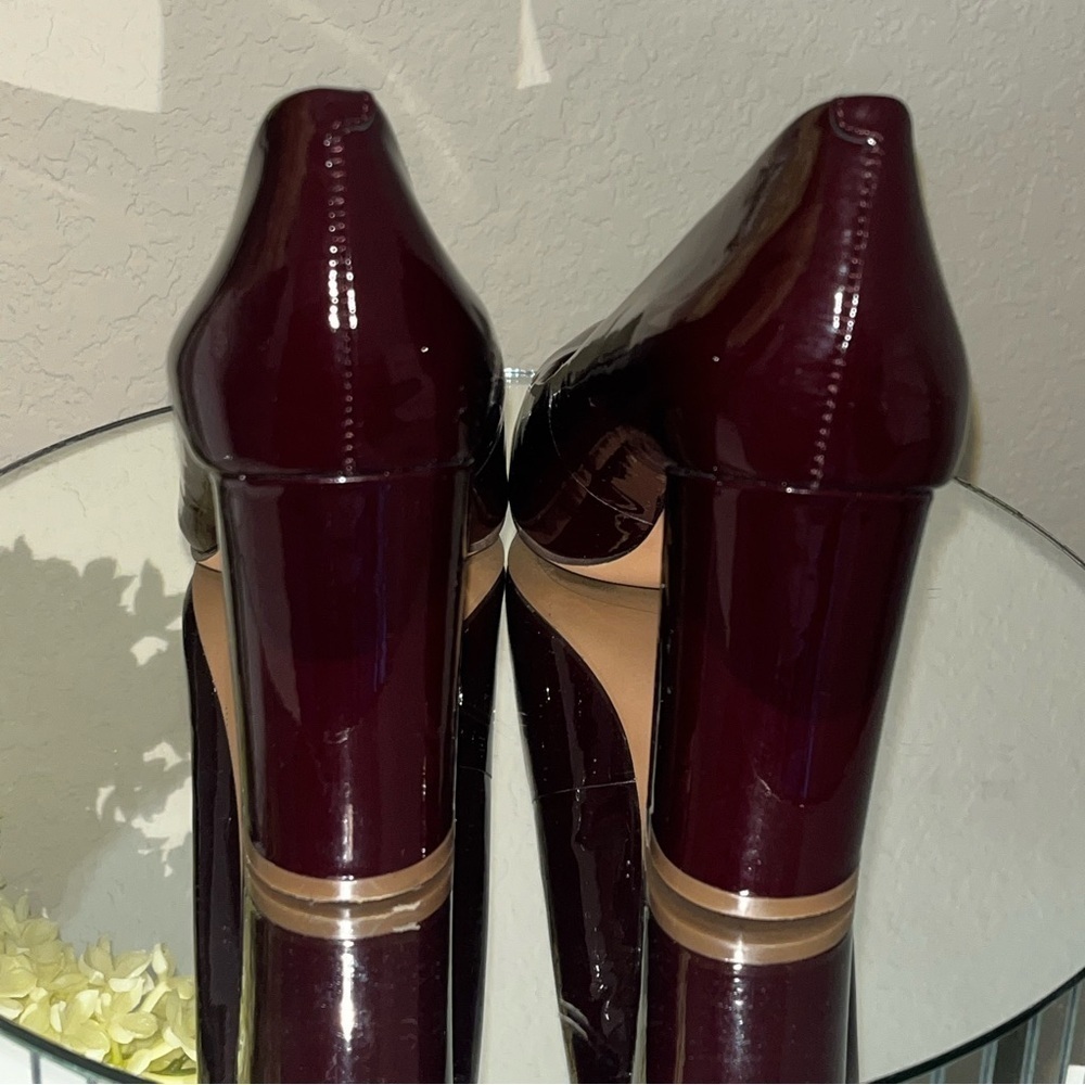 BANANA REPUBLIC MADISON 12-HOUR BLOCK-HEEL PUMP in Bordeaux Red Patent Leather - Picture 7 of 12